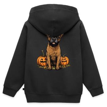 Border Terrier Hundekürbis Faule Halloween-Party - Kinder Premium Organic Zip Hoodie - Schwarz - Hinten - AI Model Kid Male (0cm)