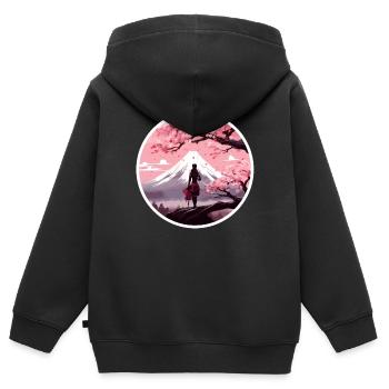 Geisha japonaise traditionnelle - Sweat Premium à capuche zippé enfant bio - noir - Dos - AI Model Kid Male (0cm)