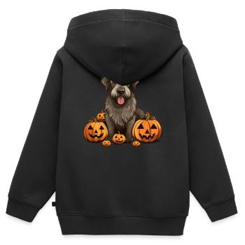 Irish Wolfhound Dog Pumpkin Lazy Halloween Party - Kinder Premium Organic Zip Hoodie - Schwarz - Hinten - AI Model Kid Male (0cm)