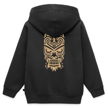 Masque Tiki - Sweat Premium à capuche zippé enfant bio - noir - Dos - AI Model Kid Male (0cm)