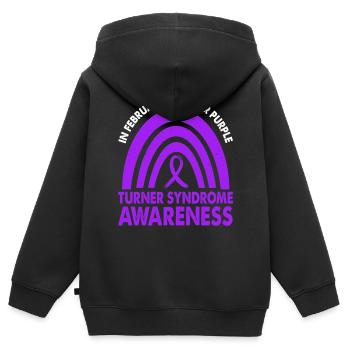 Im Februar Tragen Wir Den Purple Turner Syndrome - Kinder Premium Organic Zip Hoodie - Schwarz - Hinten - AI Model Kid Male (0cm)