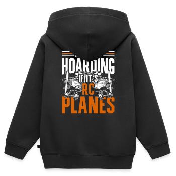 Maquettes d’avions - Sweat Premium à capuche zippé enfant bio - noir - Dos - AI Model Kid Male (0cm)