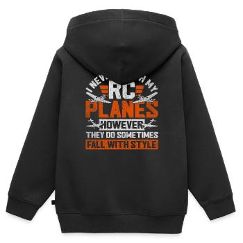Maquettes d’avions - Sweat Premium à capuche zippé enfant bio - noir - Dos - AI Model Kid Male (0cm)