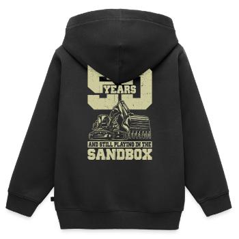 Conducteur de pelle 50 anniversaire - Sweat Premium à capuche zippé enfant bio - noir - Dos - AI Model Kid Male (0cm)