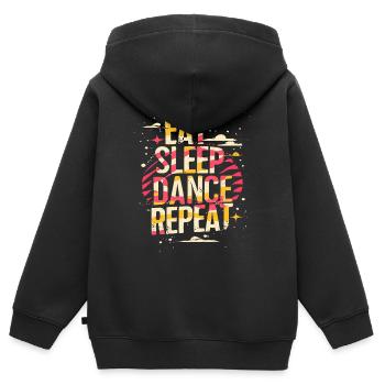 Eat Sleep Dance Répéter la typographie - Sweat Premium à capuche zippé enfant bio - noir - Dos - AI Model Kid Male (0cm)