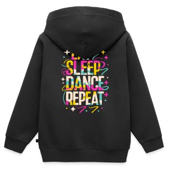 Eat Sleep Dance Répéter la typographie - Sweat Premium à capuche zippé enfant bio - noir - Dos - AI Model Kid Male (0cm)