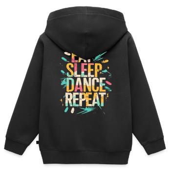 Eat Sleep Dance Répéter la typographie - Sweat Premium à capuche zippé enfant bio - noir - Dos - AI Model Kid Male (0cm)
