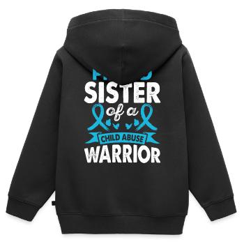 Schwester Des Kindesmissbrauchs Kriegerin Monat - Kinder Premium Organic Zip Hoodie - Schwarz - Hinten - AI Model Kid Male (0cm)