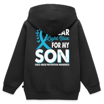 Tragen Sie Hellblau Für Den Sohn Bewusstsein Für - Kinder Premium Organic Zip Hoodie - Schwarz - Hinten - AI Model Kid Male (0cm)