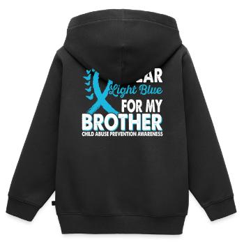 Tragen Sie Hellblau Für Das Bewusstsein Für Die - Kinder Premium Organic Zip Hoodie - Schwarz - Hinten - AI Model Kid Male (0cm)