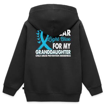 Tragen Sie Hellblau Für Das Bewusstsein Der - Kinder Premium Organic Zip Hoodie - Schwarz - Hinten - AI Model Kid Male (0cm)