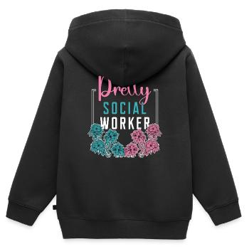 Social Service Pretty Social Worker Socialist Aide - Sweat Premium à capuche zippé enfant bio - noir - Dos - AI Model Kid Male (0cm)