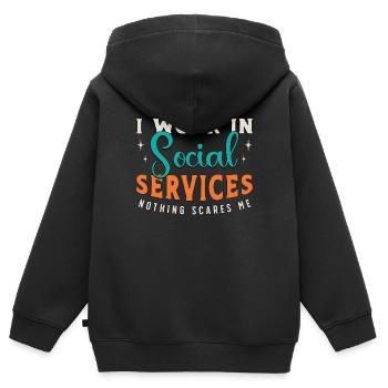 Social Service I Work In Social Aide Consultant - Kinder Premium Organic Zip Hoodie - Schwarz - Hinten - AI Model Kid Male (0cm)