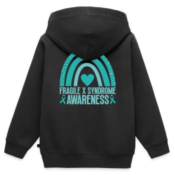 Wir Tragen Blaugrün Für Den Regenbogen Des - Kinder Premium Organic Zip Hoodie - Schwarz - Hinten - AI Model Kid Male (0cm)