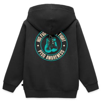 Sein Kampf Ist Pstd-bewusstsein In Blaugrünen - Kinder Premium Organic Zip Hoodie - Schwarz - Hinten - AI Model Kid Male (0cm)