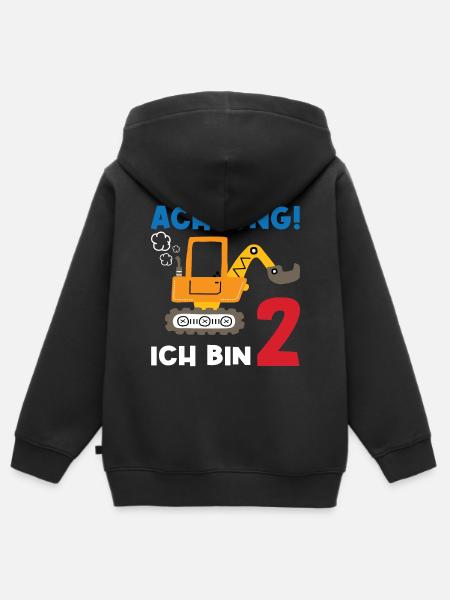 Achtung Ich bin Zwei - Kinder Premium Organic Zip Hoodie - Schwarz