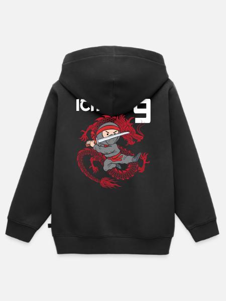 Attention I'm Nine - Kids Premium Organic Zip-up Hoodie - black