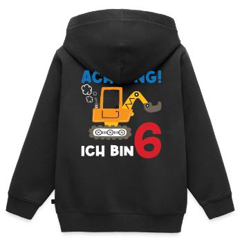 Achtung Ich bin Sechs - Kinder Premium Organic Zip Hoodie - Schwarz - Hinten - AI Model Kid Male (0cm)