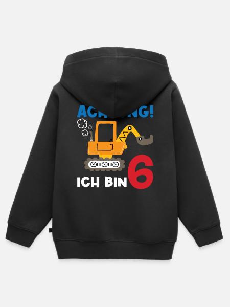 Achtung Ich bin Sechs - Kinder Premium Organic Zip Hoodie - Schwarz