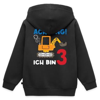 Achtung Ich bin Drei - Kinder Premium Organic Zip Hoodie - Schwarz - Hinten - AI Model Kid Male (0cm)