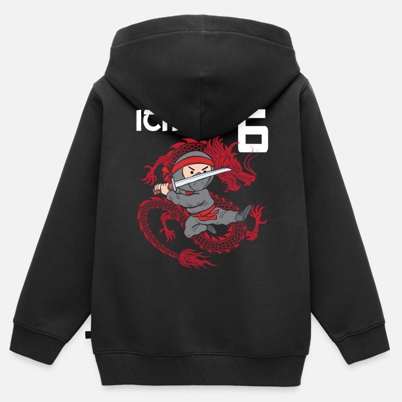 Attention : j’ai six ans - Sweat Premium à capuche zippé enfant bio - noir