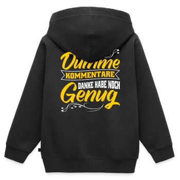 Dumme Kommentare für Arbeitskollegen - Kinder Premium Organic Zip Hoodie - Schwarz - Hinten - AI Model Kid Male (0cm)