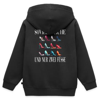 Soviel Schuhe Und Nur Zwei Füsse - Kinder Premium Organic Zip Hoodie - Schwarz - Hinten - AI Model Kid Male (0cm)