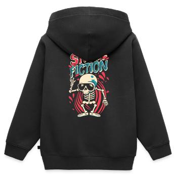Skull Fiction Skull Skull Art - Sweat Premium à capuche zippé enfant bio - noir - Dos - AI Model Kid Male (0cm)