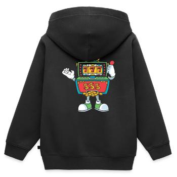 Slot Machine Roulette Betting Casino Gambling - Kids Premium Organic Zip-up Hoodie - black - Back - AI Model Kid Male (0cm)