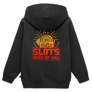 Slot Machine Roulette Betting Casino Gambling - Kids Premium Organic Zip-up Hoodie - black - Back - AI Model Kid Male (0cm)