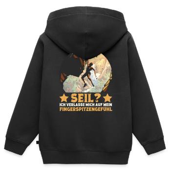 Boulderer Bouldern Klettern Freeclimbing - Kinder Premium Organic Zip Hoodie - Schwarz - Hinten - AI Model Kid Male (0cm)