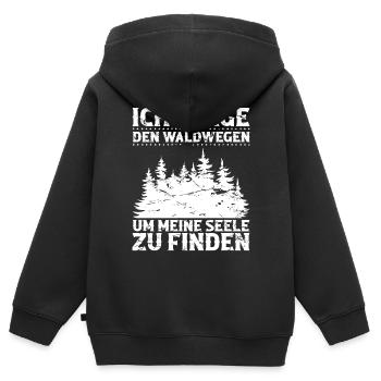 Naturliebhaber Waldmensch Waldliebhaber Wald - Kinder Premium Organic Zip Hoodie - Schwarz - Hinten - AI Model Kid Male (0cm)
