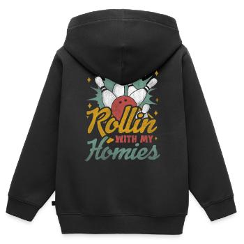 Rollin avec mon cadeau Homies Retro Bowling - Sweat Premium à capuche zippé enfant bio - noir - Dos - AI Model Kid Male (0cm)
