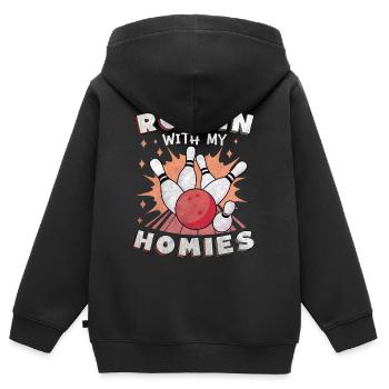 Rollin avec mon cadeau Homies Retro Bowling - Sweat Premium à capuche zippé enfant bio - noir - Dos - AI Model Kid Male (0cm)