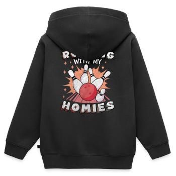 Rouler avec mon cadeau Homies Retro Bowling - Sweat Premium à capuche zippé enfant bio - noir - Dos - AI Model Kid Male (0cm)