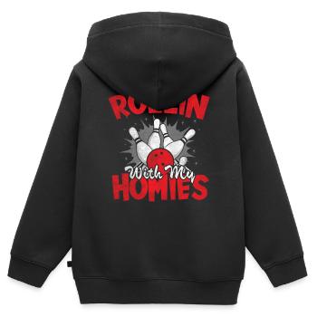 Rollin avec mon cadeau Homies Retro Bowling - Sweat Premium à capuche zippé enfant bio - noir - Dos - AI Model Kid Male (0cm)