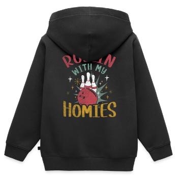 Rollin avec mon cadeau Homies Retro Bowling - Sweat Premium à capuche zippé enfant bio - noir - Dos - AI Model Kid Male (0cm)
