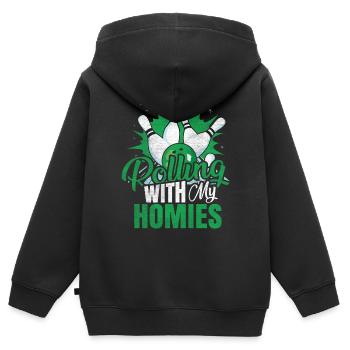 Rouler avec mon cadeau Homies Retro Bowling - Sweat Premium à capuche zippé enfant bio - noir - Dos - AI Model Kid Male (0cm)