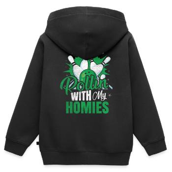 Rollin avec mon cadeau Homies Retro Bowling - Sweat Premium à capuche zippé enfant bio - noir - Dos - AI Model Kid Male (0cm)