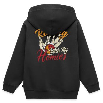 Rouler avec mon cadeau Homies Retro Bowling - Sweat Premium à capuche zippé enfant bio - noir - Dos - AI Model Kid Male (0cm)