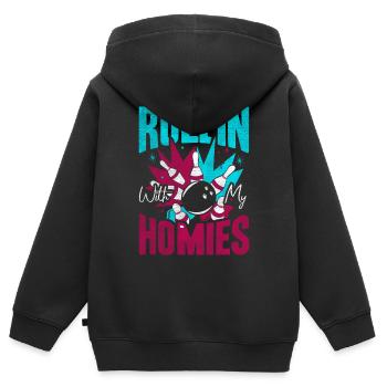 Rollin avec mon cadeau Homies Retro Bowling - Sweat Premium à capuche zippé enfant bio - noir - Dos - AI Model Kid Male (0cm)