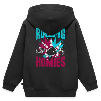 Rouler avec mon cadeau Homies Retro Bowling - Sweat Premium à capuche zippé enfant bio - noir - Dos - AI Model Kid Male (0cm)