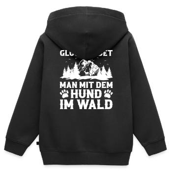 Waldspaziergang Natur Baum Naturliebhaber - Kinder Premium Organic Zip Hoodie - Schwarz - Hinten - AI Model Kid Male (0cm)