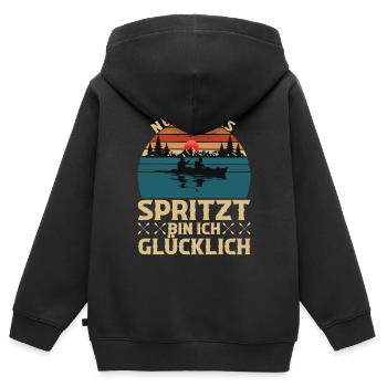 Kajak Paddler Kajakfahrer Paddeln Kajakfahren - Kinder Premium Organic Zip Hoodie - Schwarz - Hinten - AI Model Kid Male (0cm)
