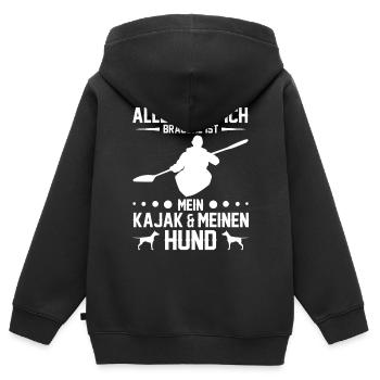 Kajak Kajakfahren Paddeln Paddler Kajakfahrer - Kinder Premium Organic Zip Hoodie - Schwarz - Hinten - AI Model Kid Male (0cm)