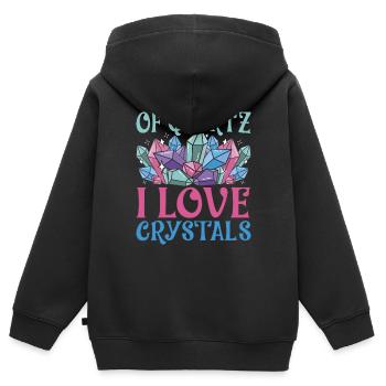Cristaux de guérison de quartz J’aime les cristaux - Sweat Premium à capuche zippé enfant bio - noir - Dos - AI Model Kid Male (0cm)