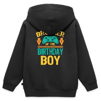 Bro Brother Of the Birthday Boy Gaming Gift Idea - Kids Premium Organic Zip-up Hoodie - black - Back - AI Model Kid Male (0cm)