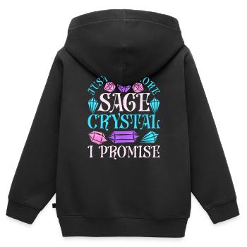 Cristal de guérisseur Cristaux Cristal de sauge - Sweat Premium à capuche zippé enfant bio - noir - Dos - AI Model Kid Male (0cm)