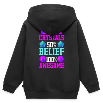 Cristaux de guérison de cristal - Sweat Premium à capuche zippé enfant bio - noir - Dos - AI Model Kid Male (0cm)