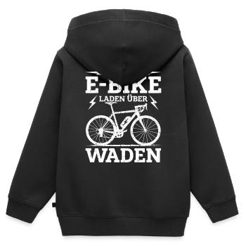 E-Bike Fahrradfahrer Elektrofahrrad Fahrradfahrer - Kinder Premium Organic Zip Hoodie - Schwarz - Hinten - AI Model Kid Male (0cm)